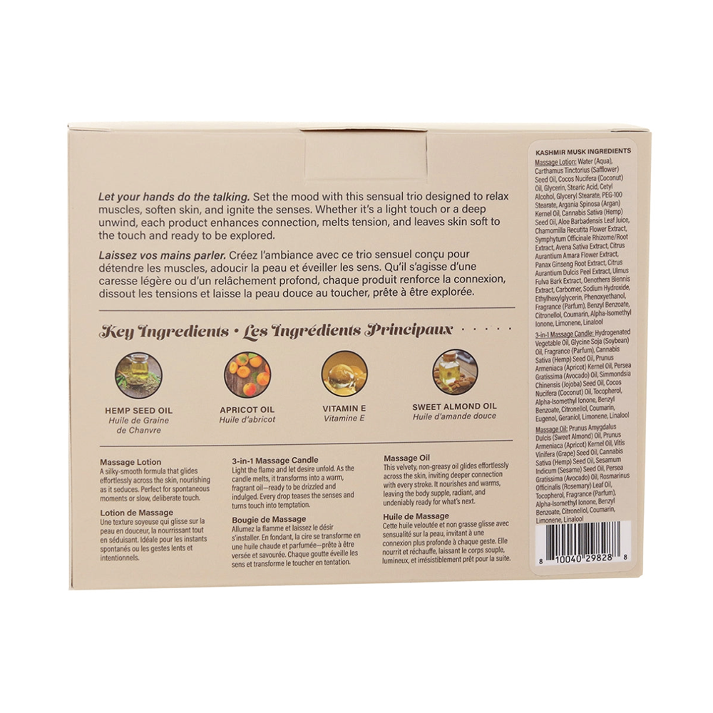 Hemp Seed Tranquility Massage Trio Gift Set - Kashmir Musk